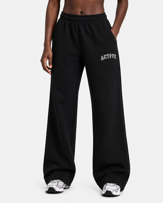 ACT⚡️VE Varsity Wide-Leg Sweatpants – Black